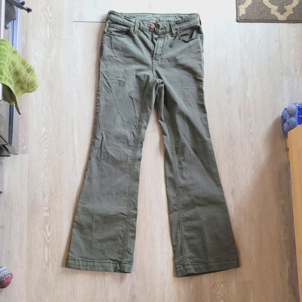 Green Ariat high-rise bootcut trouser jeans